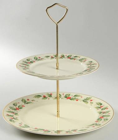 Holly 2 Tiered Serving Tray (Dinner & Salad Plate)
