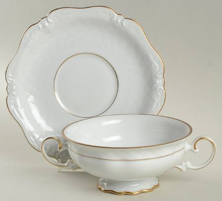 A1029 Footed Cream Soup Bowl & Saucer Set