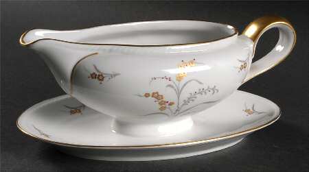 Golden Fantasy Gravy Boat with Attached Underplate