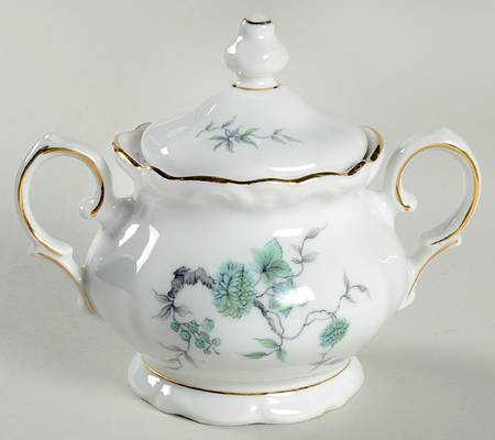 Green Ming Sugar Bowl & Lid