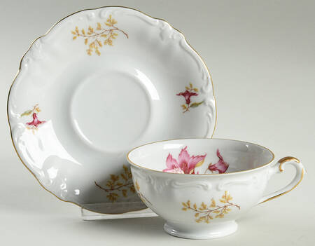 Hibiscus Footed Cup & Saucer Set