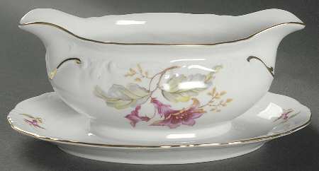 Hibiscus Gravy Boat with Attached Underplate