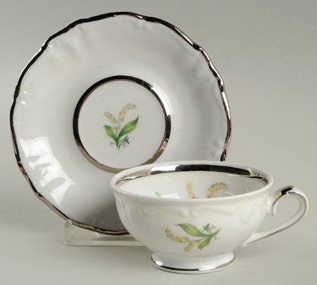 Lilly Lily of The Valley Footed Demitasse Cup & Saucer Set