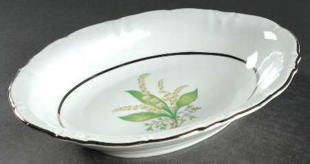 Lilly Lily of The Valley 9" Oval Vegetable Bowl