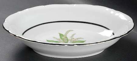 Lilly Lily of The Valley 10" Oval Vegetable Bowl