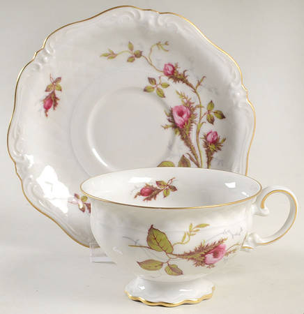 Rose Brier (White) Footed Cup & Saucer Set