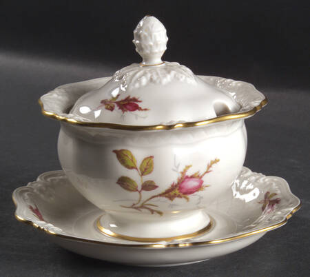 Rose Brier (White) Jam/Jelly & Lid W/Underplate