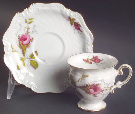 Rose Brier (White) Footed Demitasse Cup & Saucer Set