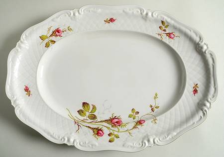 Rose Brier (White) 17" Oval Serving Platter