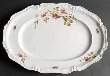Rose Brier (White) 16" Oval Serving Platter