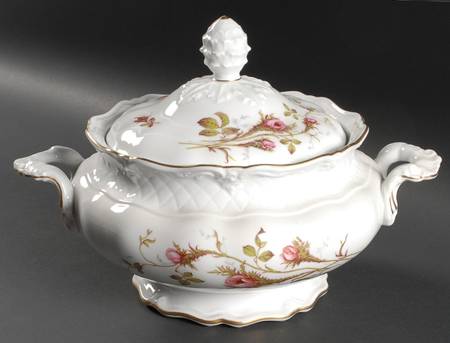 Rose Brier (White) Round Covered Vegetable