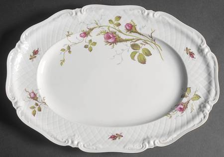 Rose Brier (White) 14" Oval Serving Platter