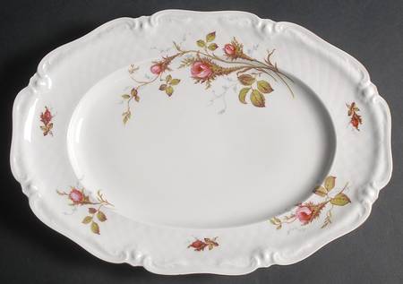 Rose Brier (White) 13" Oval Serving Platter