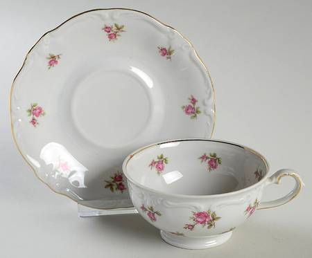 Rosebud Footed Cup & Saucer Set