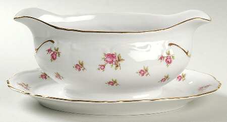 Rosebud Gravy Boat with Attached Underplate