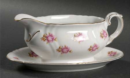 Valley Rose Gravy Boat with Attached Underplate