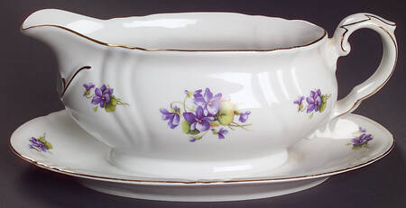 Violet Violet Bouquet Gravy Boat with Attached Underplate