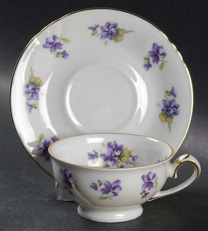 Violet Violet Bouquet Footed Demitasse Cup & Saucer Set