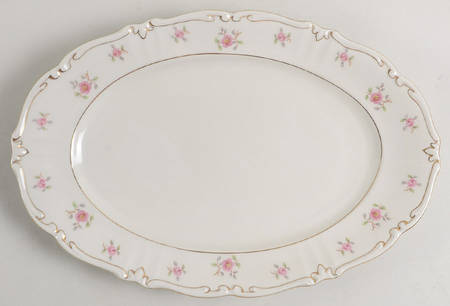 Wild Rose (No Floral Center with Verge) 13" Oval Serving Platter