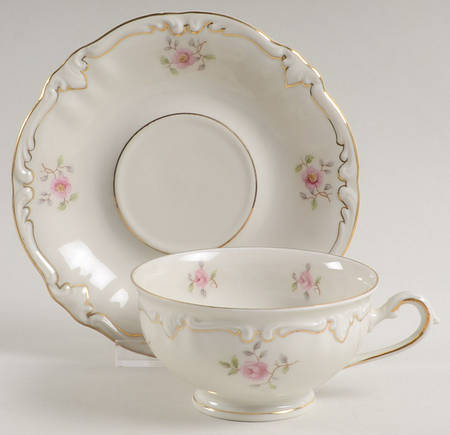 Wild Rose (No Floral Center with Verge) Footed Cup & Saucer Set