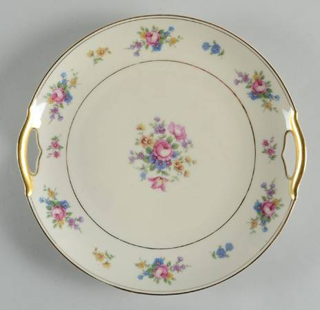 June Roses Handled Cake Plate