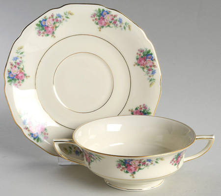Madeline Footed Cream Soup Bowl & Saucer Set