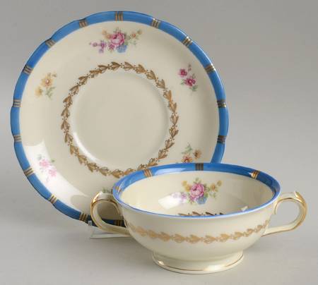 Margaret Rose Footed Cream Soup Bowl & Saucer Set