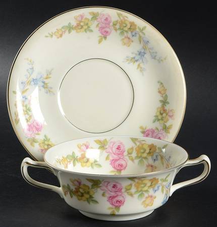 Riviera Footed Cream Soup Bowl & Saucer Set