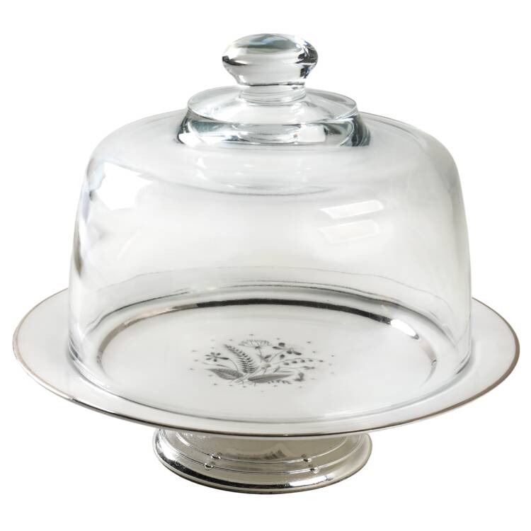 Allegro 6 1/2"-7 1/2" Footed Cheese Plate w/ Glass Dome HC by Royal Jackson