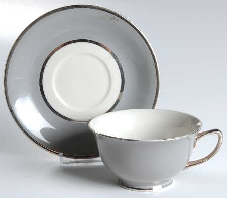 Ambassador Gray (Platinum) Footed Cup & Saucer Set