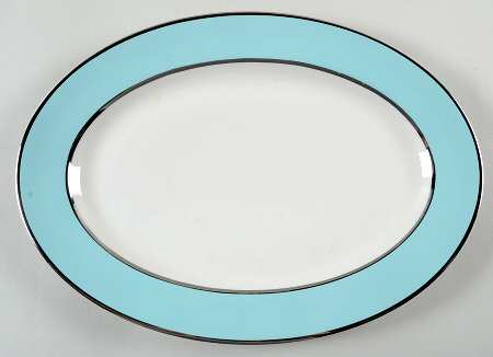 Ambassador Turquoise (Platinum) 13" Oval Serving Platter