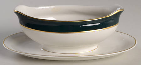Ambassador Hunter Green Gravy Boat with Attached Underplate