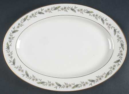 Bridal Wreath 13" Oval Serving Platter