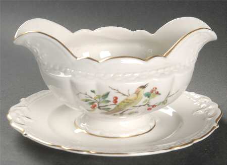 Cherry Branch Gravy Boat with Attached Underplate