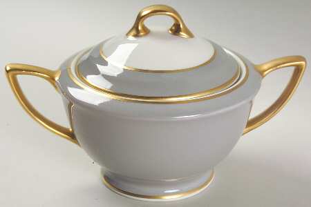 Countess Heirloom Gray (Gold Trim) Sugar Bowl & Lid