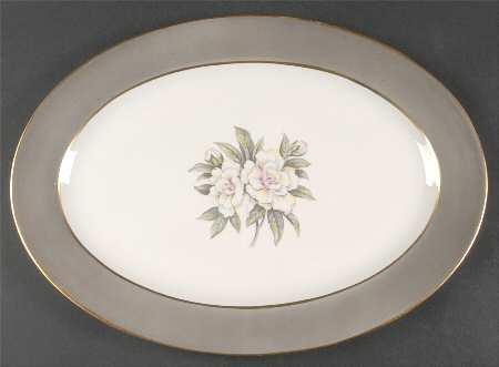 Countess Heirloom Gray (Gold Trim) 15" Oval Serving Platter