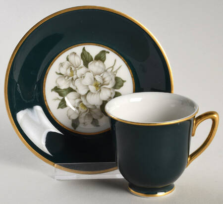 Countess Madison Teal Green Footed Demitasse Cup & Saucer Set