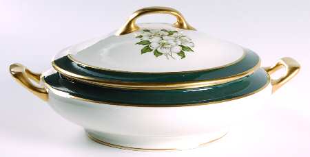 Countess Madison Teal Green Round Covered Vegetable
