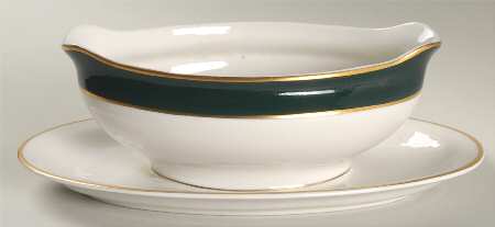 Countess Madison Teal Green Gravy Boat with Attached Underplate