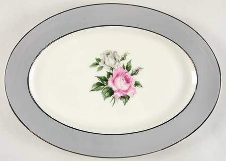 Countess Margaret Rose Gray (Platinum Trim) 13" Oval Serving Platter