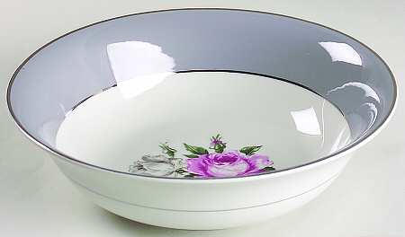 Countess Margaret Rose Gray (Platinum Trim) 9" Round Vegetable Bowl