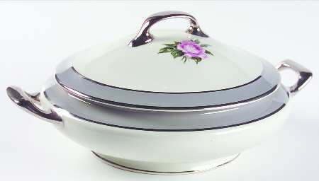 Countess Margaret Rose Gray (Platinum Trim) Round Covered Vegetable