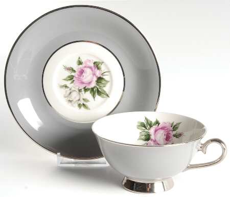 Countess Margaret Rose Gray (Platinum Trim) Footed Cup & Saucer Set