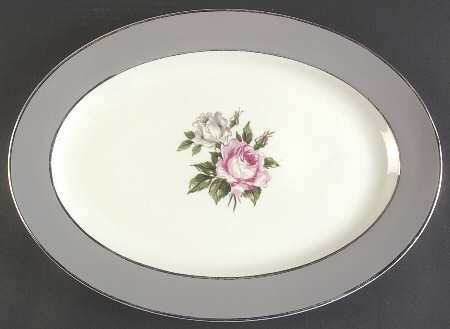 Countess Margaret Rose Gray (Platinum Trim) 15" Oval Serving Platter