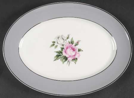 Countess Margaret Rose Gray (Platinum Trim) 11" Oval Serving Platter