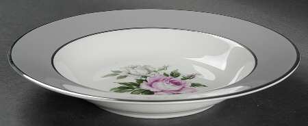 Countess Margaret Rose Gray (Platinum Trim) Rim Soup Bowl