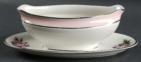 Countess Margaret Rose Pink Gravy Boat with Attached Underplate