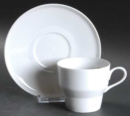 Contempri White Flat Cup & Saucer Set