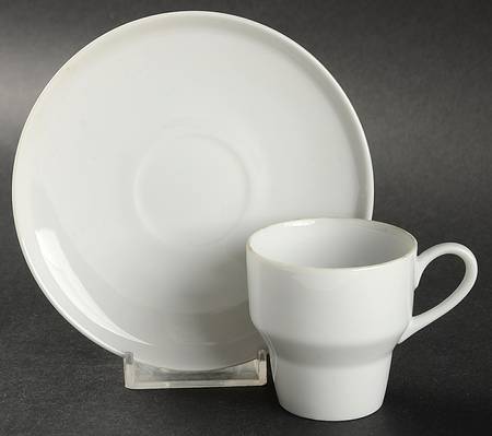 Contempri White Flat Demitasse Cup & Saucer Set