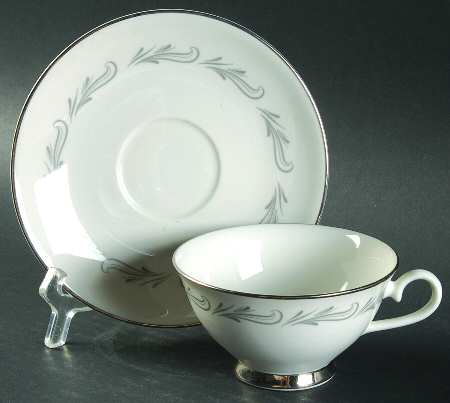 Corona (No Platinum Verge) Footed Cup & Saucer Set